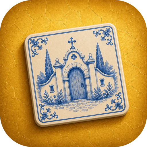 The Azulo Monastery app icon — a blue-and-white tiled chapel on a gold ground.
